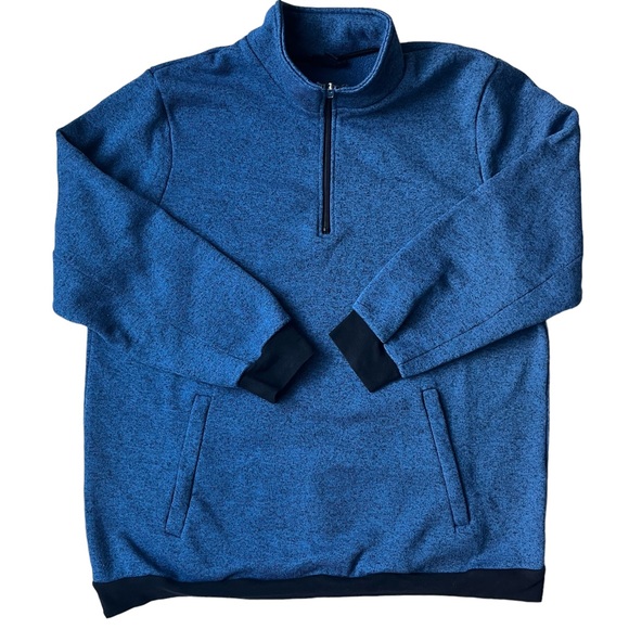 KingSize Mens Knit Fleece 1/4 Zip Blue/Black Heather 3XL Big - Picture 2 of 8
